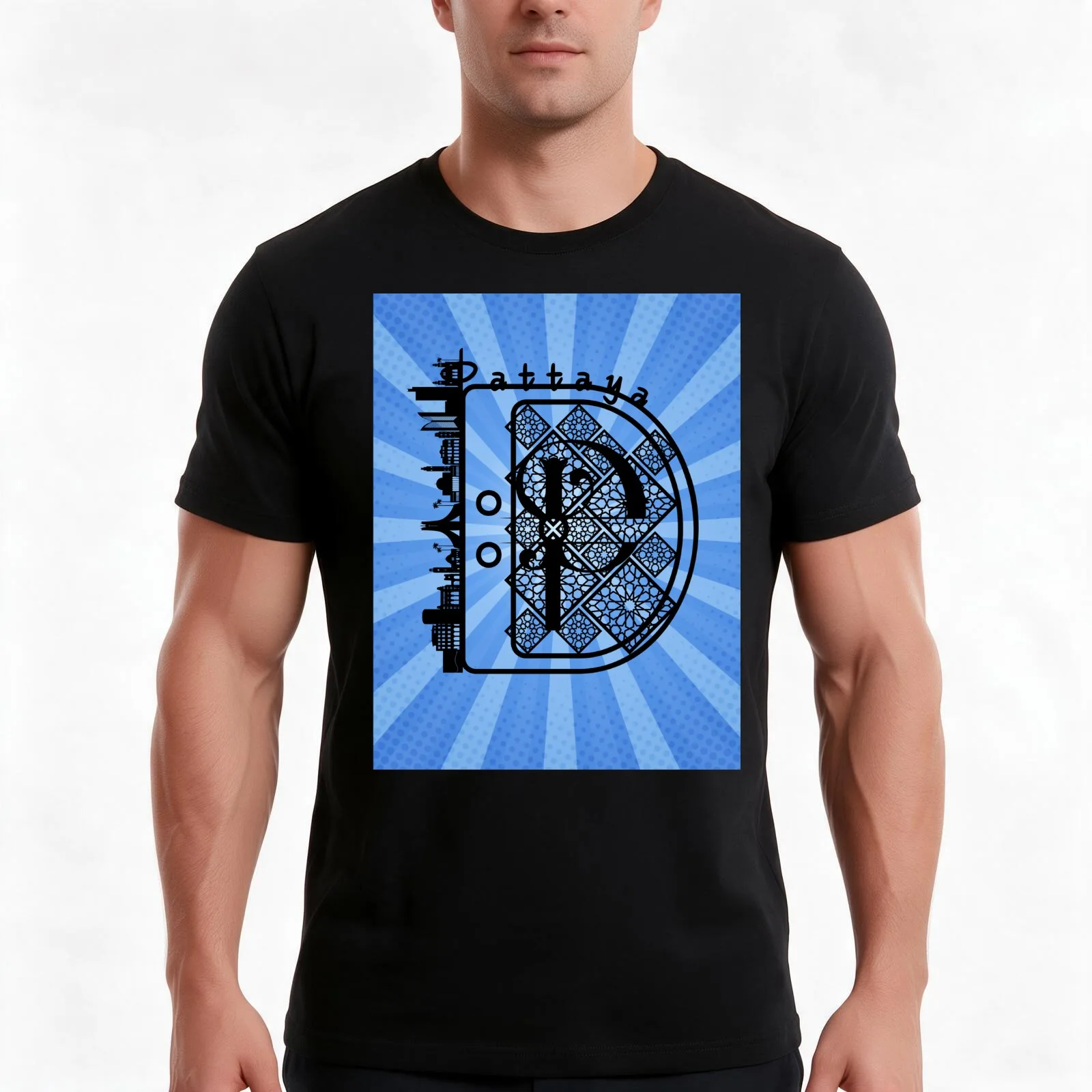 Pattaya city T-Shirt, Summer Casual Cotton Tee, Oversized Streetwear Tops, Vintage Graphic Print, Loose Fit Short Sleeve