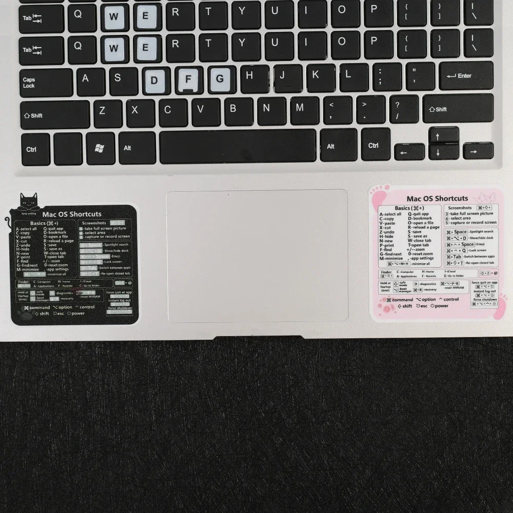 Para Mac OS Chromebook Windows PS teclado de referencia pegatina de atajo de ordenador adhesivo HD pegatinas de teclado de corte corto extraíbles