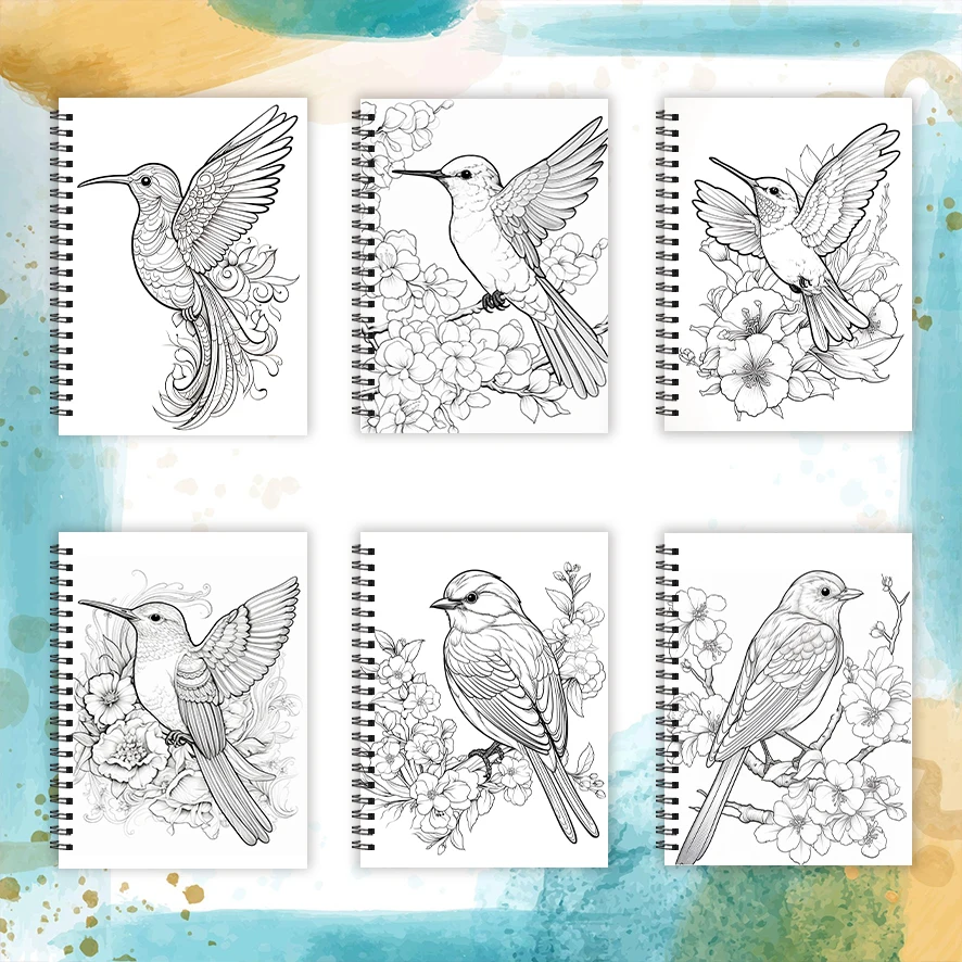 Flexible Bird Adult Coloring Book - 8.3x 11.2 Inch 32 Page Coloring Book - Helps Reduce Stress and Ease Emotions