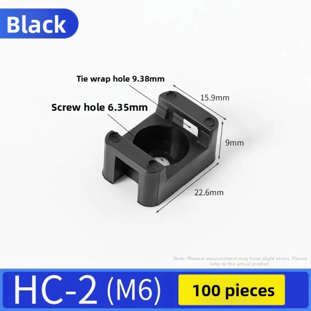 100PCS HC2 M6 Cable Zip Ties Base Mount Wire Holder with Screw Fixing for Efficient Cable Routing in Different Environments
