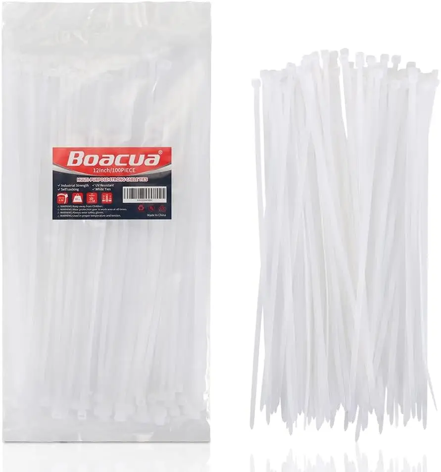 

100 Pack 12 Inch Heavy Duty Zip Ties, Self-Locking Nylon Cable Ties for Indoor & Outdoor Use, 40 lbs Tensile Strength