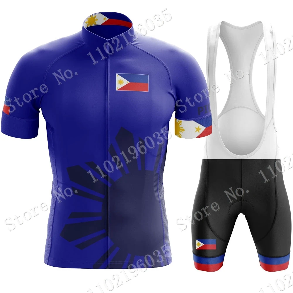 2023 Philippines National Cycling Jersey Set Pilipinas Clothing Road Bike Blue Shirts Suit Bicycle Bib Shorts MTB Ropa Maillot