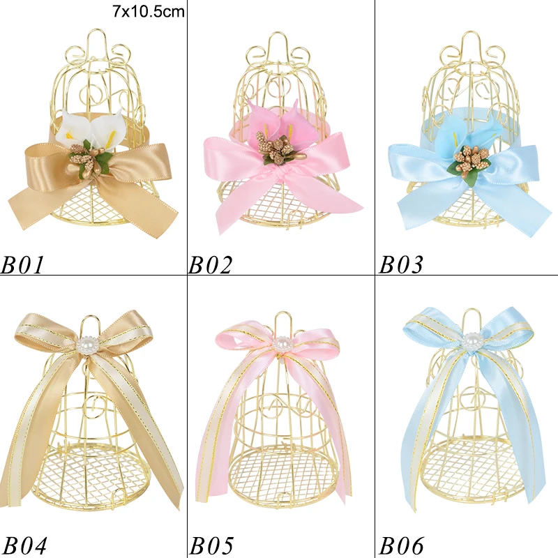 Mini Metal Gold Vintage Bird Cage Candy Box Baby Shower Favors Gift Packaging Boxes for Guests Wedding Birthday Souvenir Decor images - 6