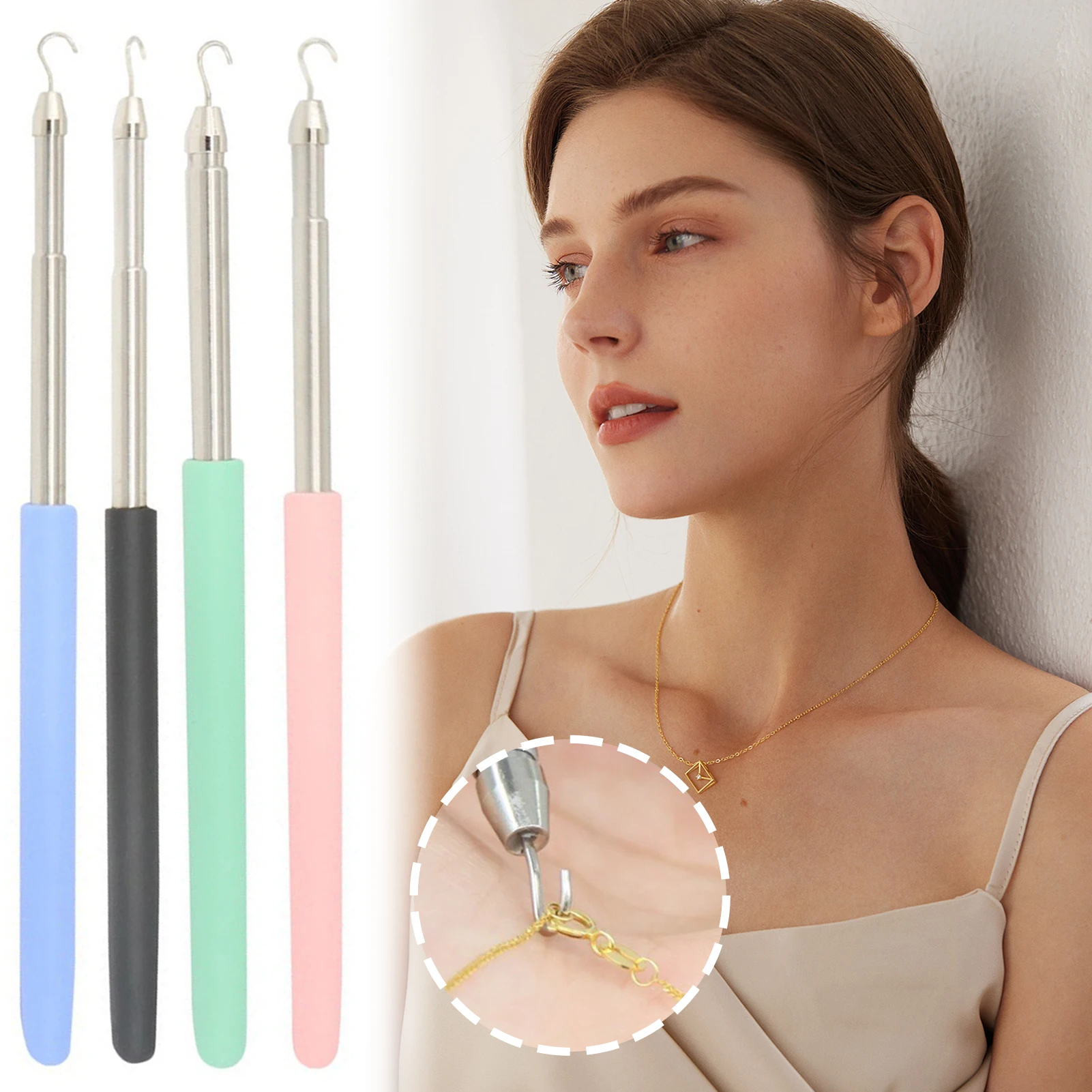 1Pc Tool Hook For Jewelry Bracelet Necklace Fastener Watch Strap Helper Clasp Wearing Aid Hanging Device For The Elderly