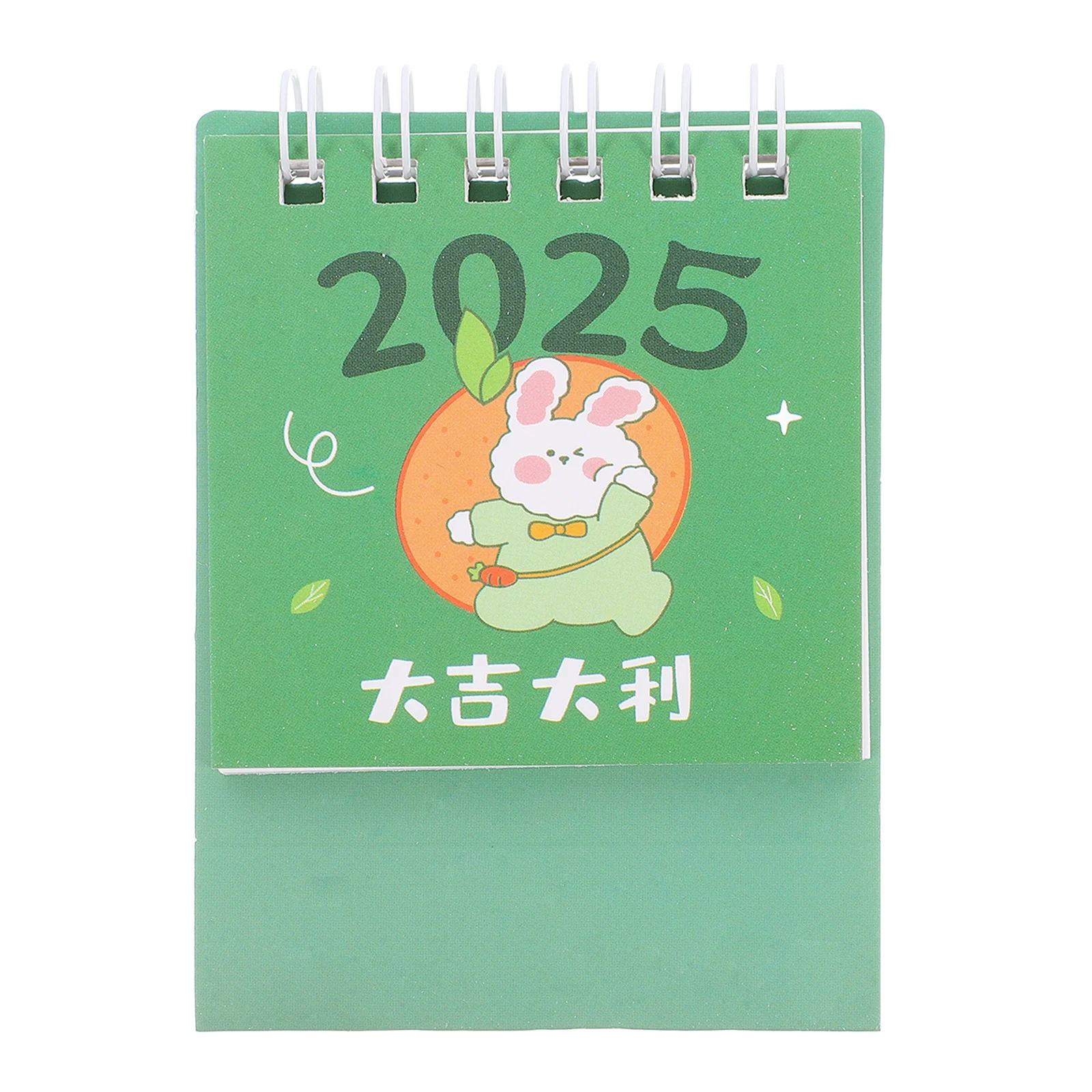 

Мини-настольный календарь с зеленым кроликом, стоячий флип-настольный календарь на 2024 год, декабрь 2024 года, двойной проводной переплетный планировщик, домашний офис, школа