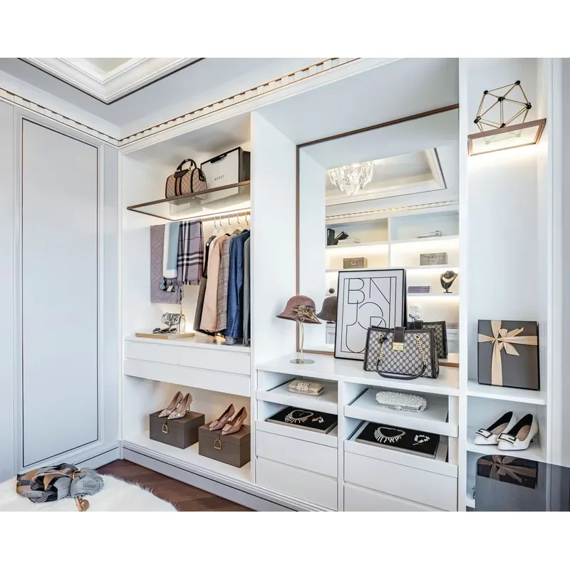 Modern Home Furniture Includes Modern Style Solid Wood Wardrobe Cloakroom Professional Customizable Convertible Design