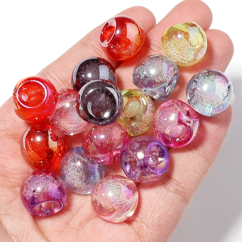 10pcs Water Cracked Crystal Acrylic Bead 14x16mm Mix Color Round Loose Beads for Jewelry Making DIY Bracelets Necklace Findings