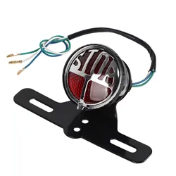 Universal Vintage Motorcycle Light Tail Brake Light Stop Lamp With License Plate Bracket Motorcycle Accessories