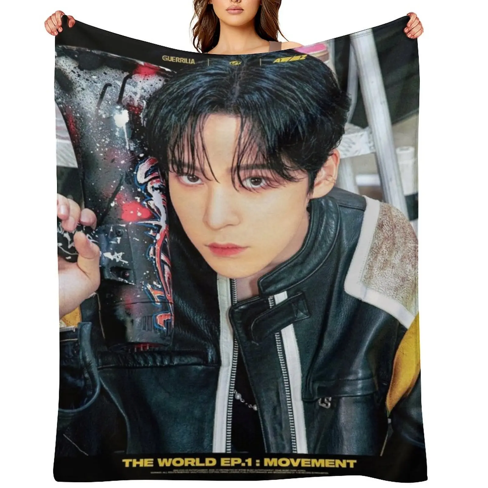 

Yunho - Ateez Throw Blanket manga Blankets For Sofas Luxury Throw Nap Blankets
