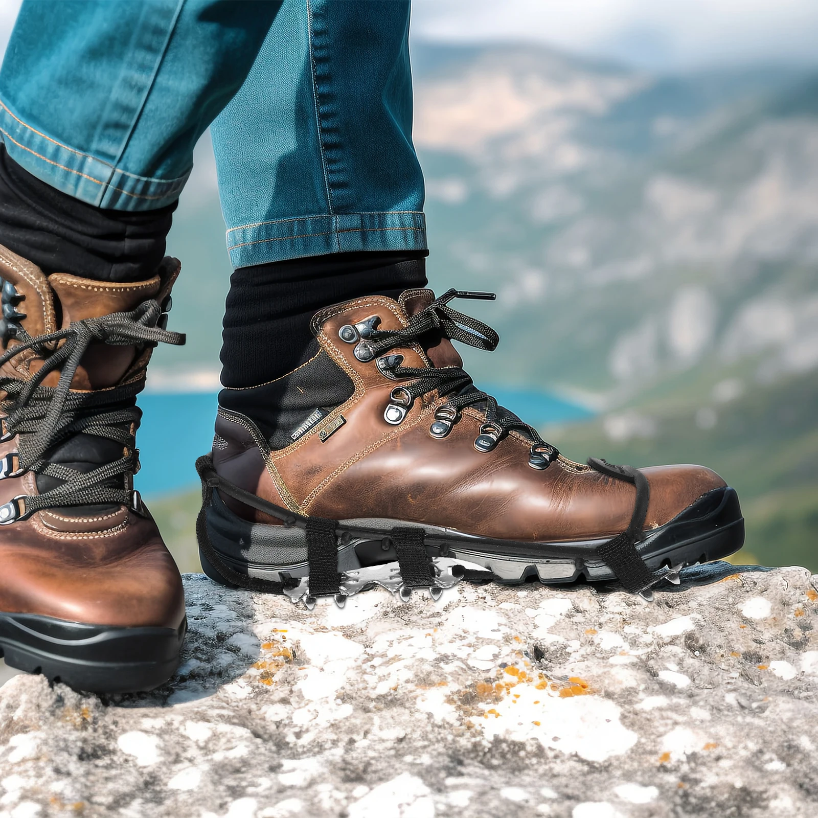 

1Pair Snow Ice Traction Cleats Anti Slip Steel Studs Crampons for Boots Shoes Walking Hiking Outdoor Non Slip Shoe Grippers