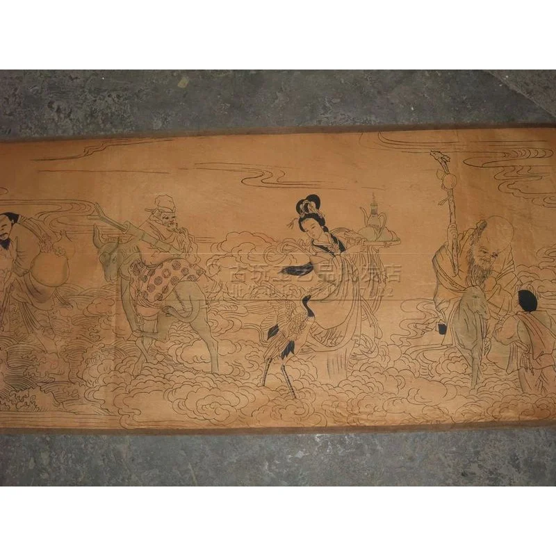 Wholesale Vintage Long Scroll Ancient Painting Painting and Calligraphy/Banner Retro Painting Long Roll Painting on Silk Birthda