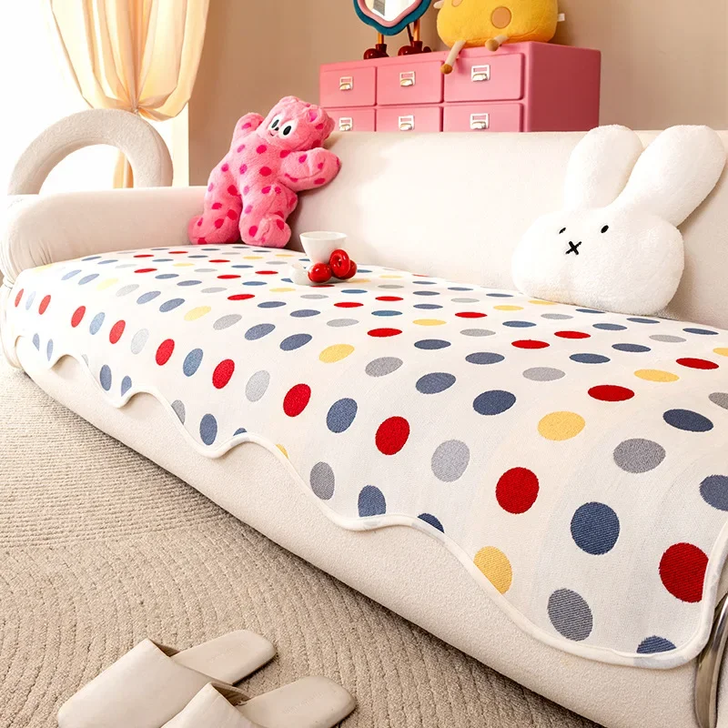 

Colorful Chenille Sofa Mat for Girl's Room Non-Slip Irregular Sofas Towel for Living Room Couch Cushion Furniture Protector