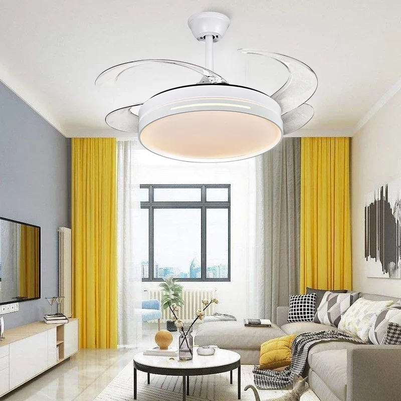

Dining Invisible Simple Bedroom Integrated Electric Fan Lamp Intelligent Frequency Conversion Living Room Ceiling