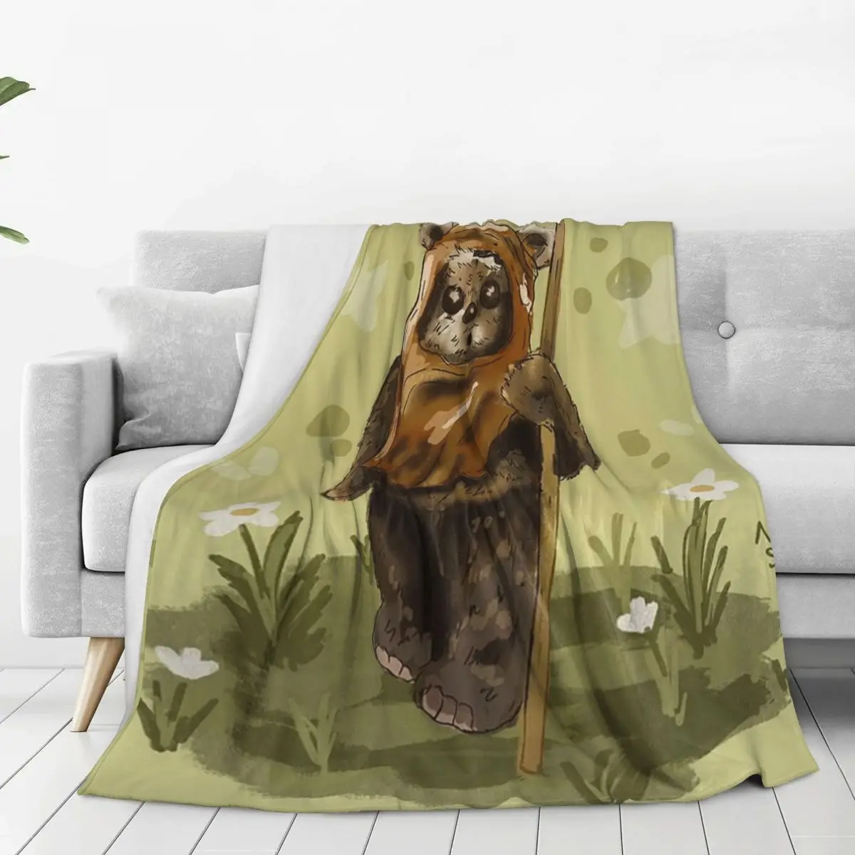 Adorable Ewok Blanket Flannel Warm Throw Blankets Sofa Throw Blanket For Home Bedroom Travel Throws Bedspread Quilt