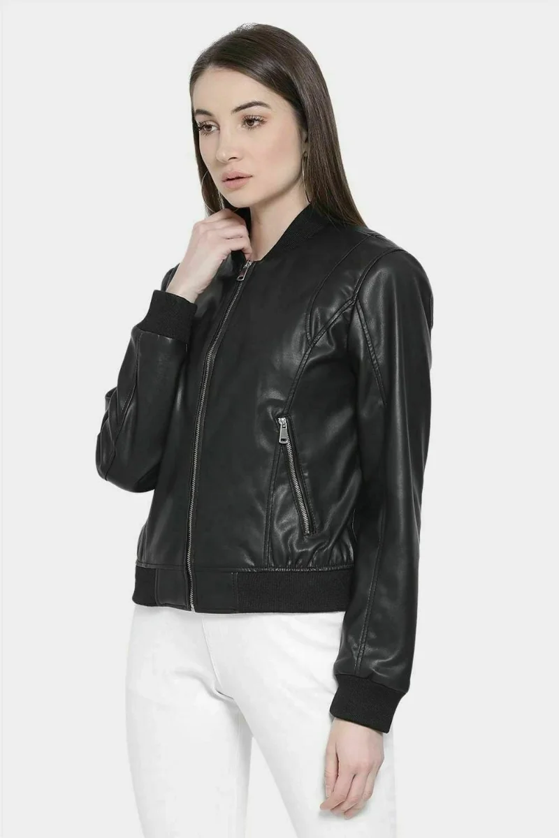 Manteau de motard en peau d'agneau pour femmes, veste en cuir pur, manteau de bombardier noir, nouveau, élégant, authentique