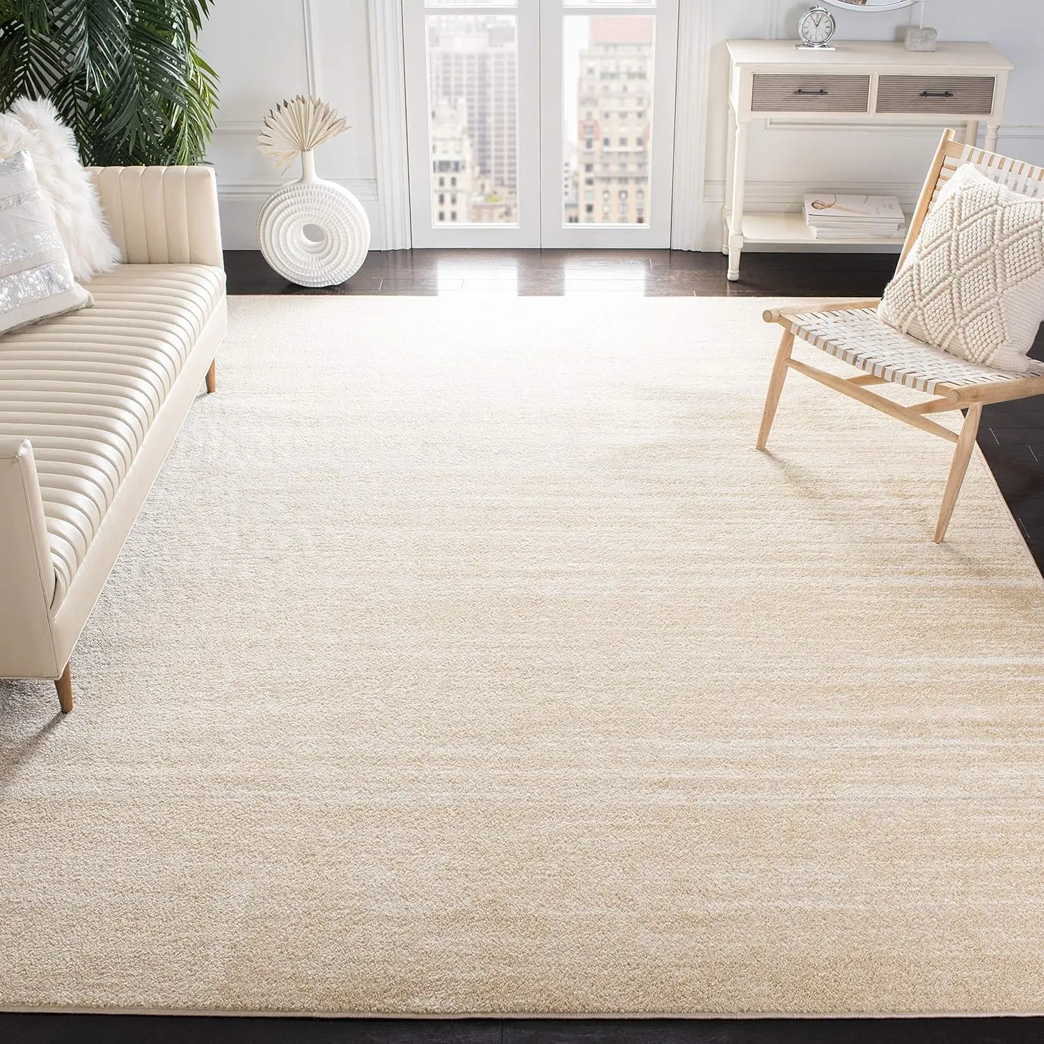 SAFAVIEH Adirondack Collection X-Large Area Rug - 12' x 18', Champagne & Cream, Modern Ombre Design, Non-Shedding & Easy Care