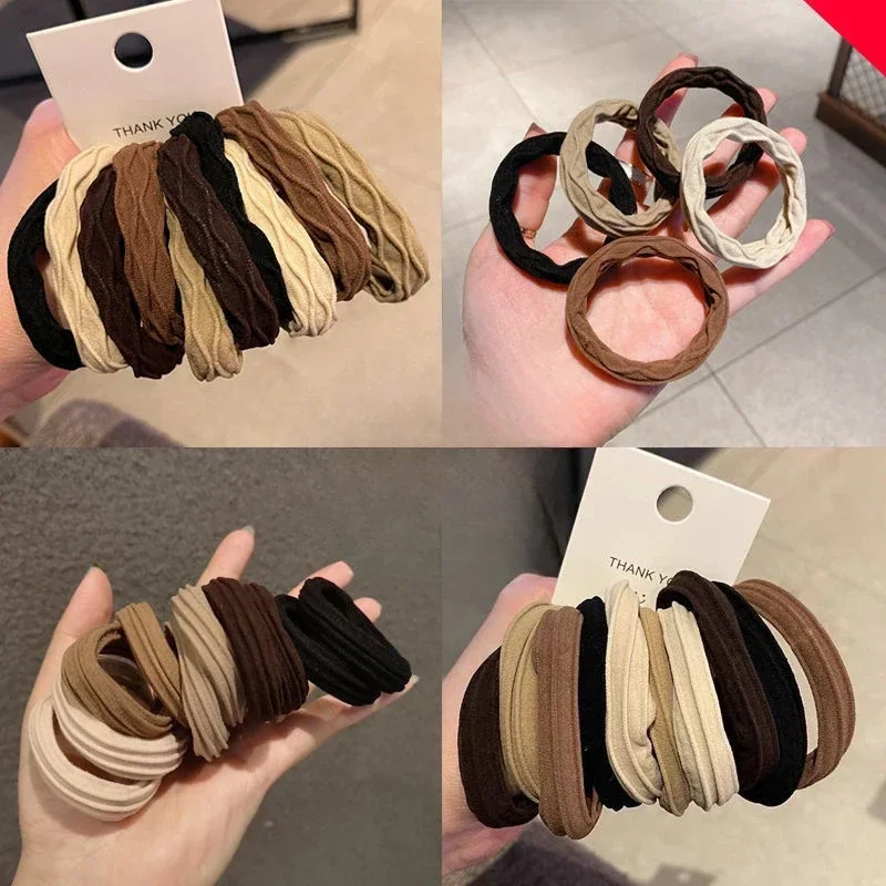 5pcs  Elastic Hair Band Leagues Ties Colets Scrunchies Springs Gum Accessory For Girl Women No Damage Pigtails Holder Set