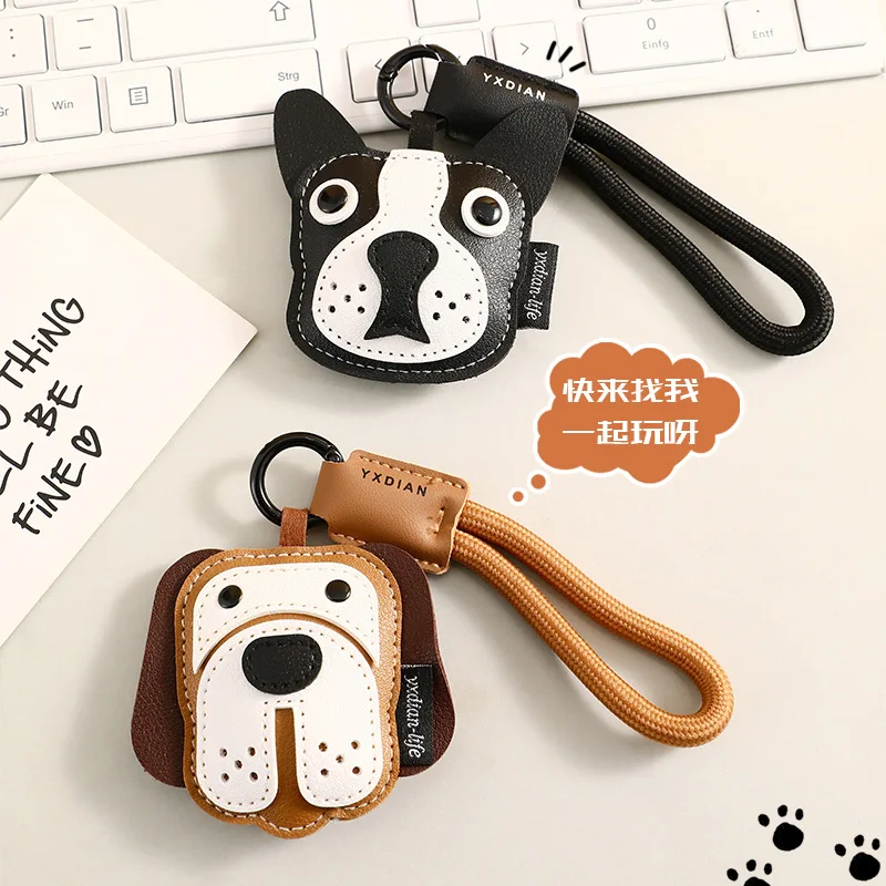 New Cute Leather Dogfighting Pendant Keychains For Women Y2k Bag Pendant Car Key Chains Jewelry Gift Decoration Accessories 2025