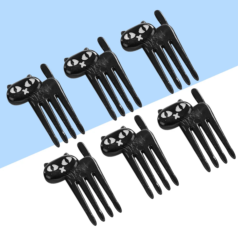 

6pcs Forks Black Cat Design Reusable Bento Picks For Kids Snacks Desserts Fruit Fork Cat Bento Picks Kitten Fruit