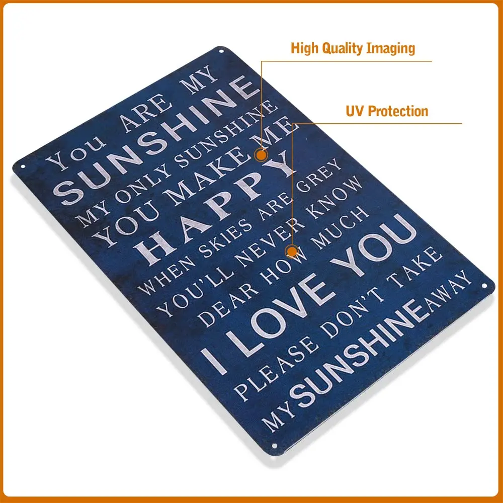 dingleiever-You Are My Sunshine Poster Metal Plaque Vintage Bar Iron Painting Retro House Cafe Tin Signs Home Decor Gift