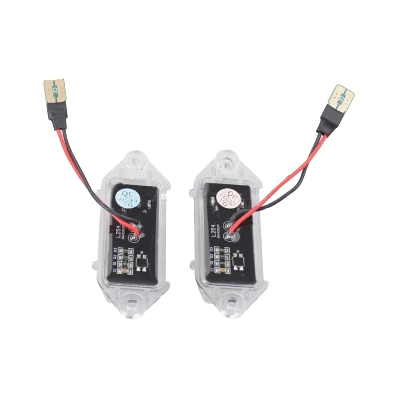 White LED Plate Light Assembly Set, Rear Plate Lamp Pair with ABS Housing, Clear Lens Cover, and Rear Plate Area H8WE