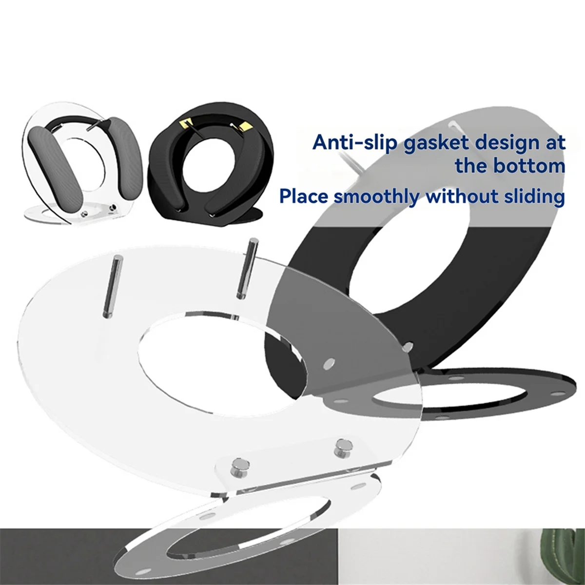 [HUND Store]~Anti-Slip Speaker Stand for Neckband Speaker Acrylic Desktop Holder Base Bracket Black
