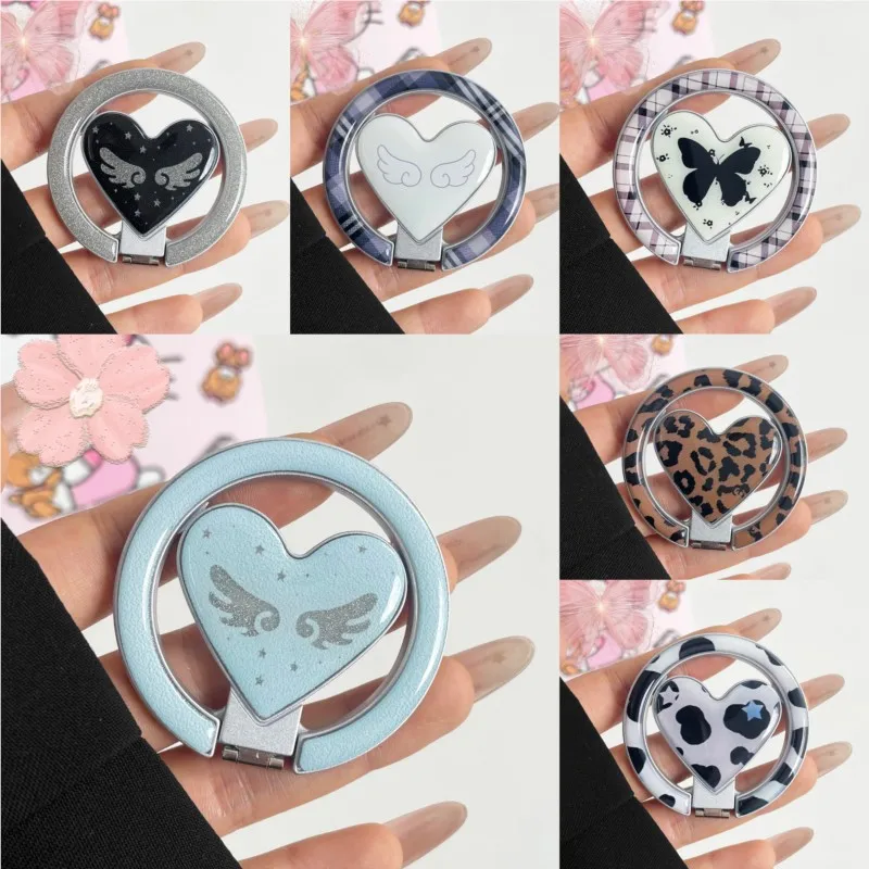 

Korean fashion Multi-style Leopard Love Heart For Magnetic Phone Grip Foldable Stand for MagSafe Enabled Smartphones girls women