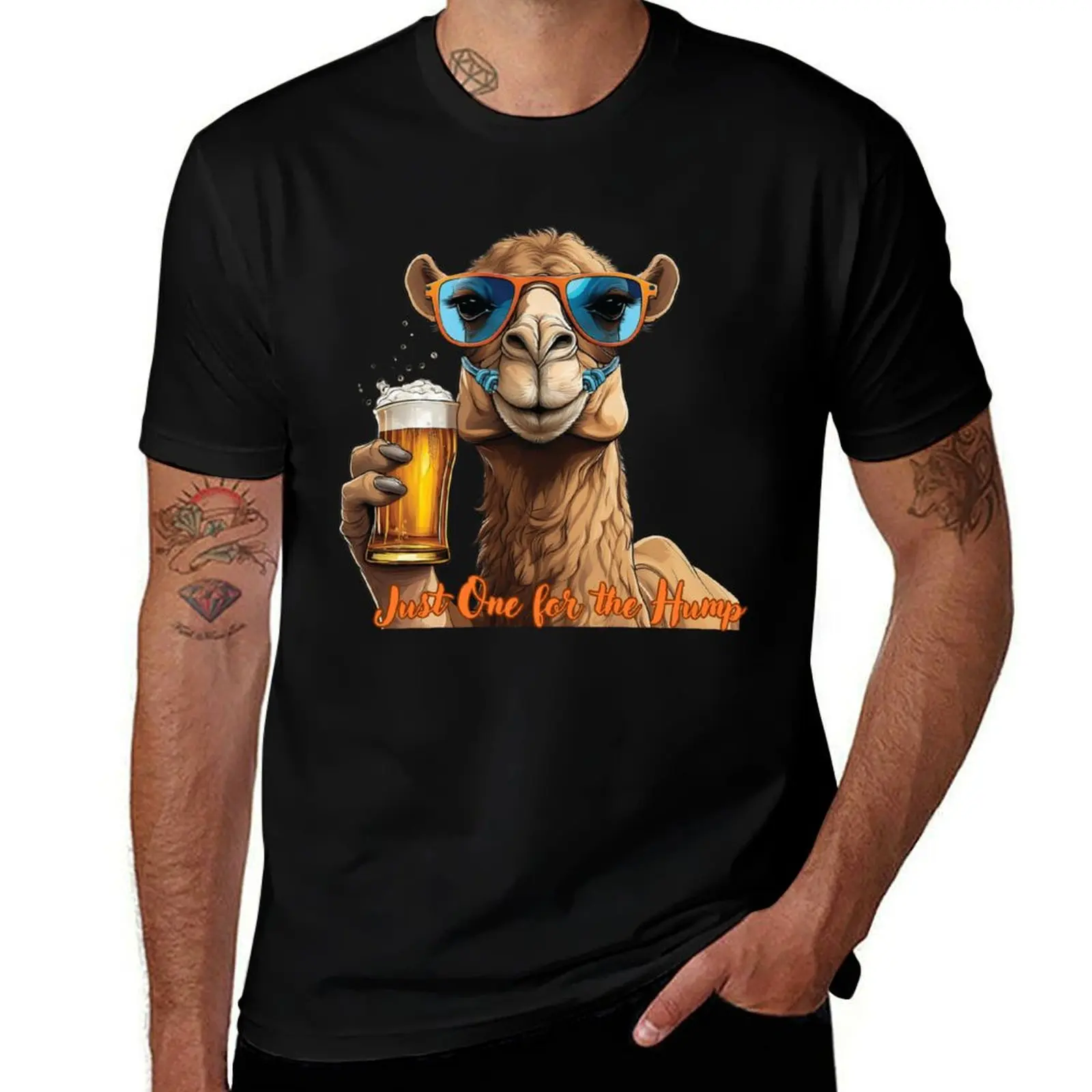 

Camel wearing sunglasses having a beer for the hump T-Shirt man t shirt Anime t-shirt funny t shirts men