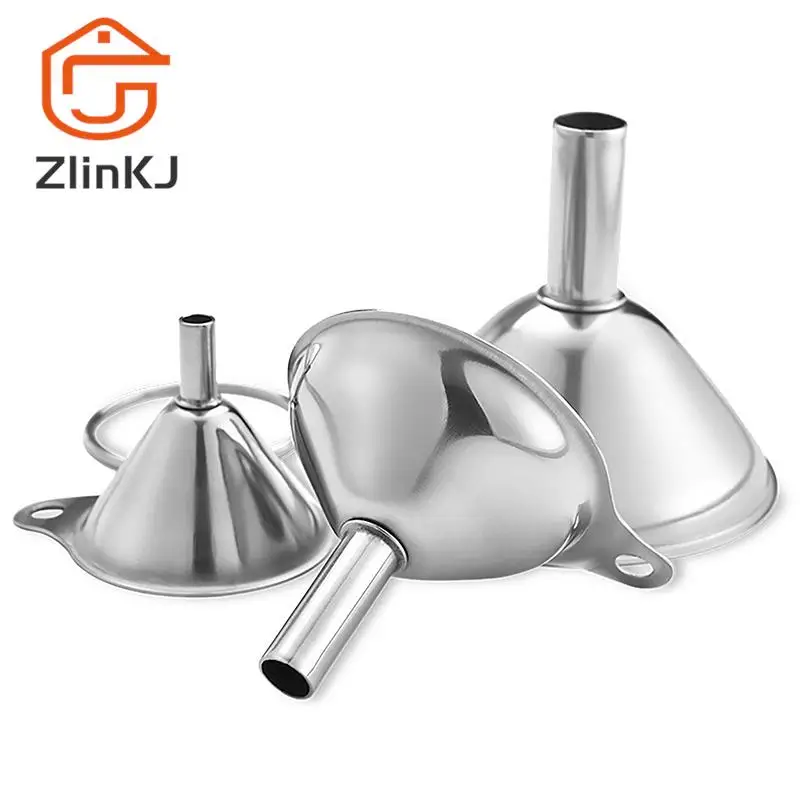 1Set Stainless Steel Funnel Three-piece Set Mini Funnel Oil Spill Wine Spill Tool Multipurpose Funnel Bar Kitchen Supplies