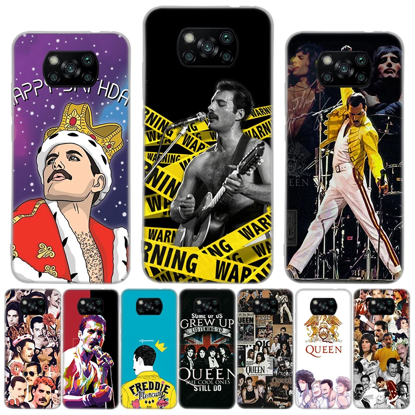 Rock Funky Freddie Mercury Queen Silicon Call Phone Case For Xiaomi Poco X3 Nfc X5 X6 F6 F5 Pro M5S M5 X4 F4 GT M4 M3 F3 F2 F1 M