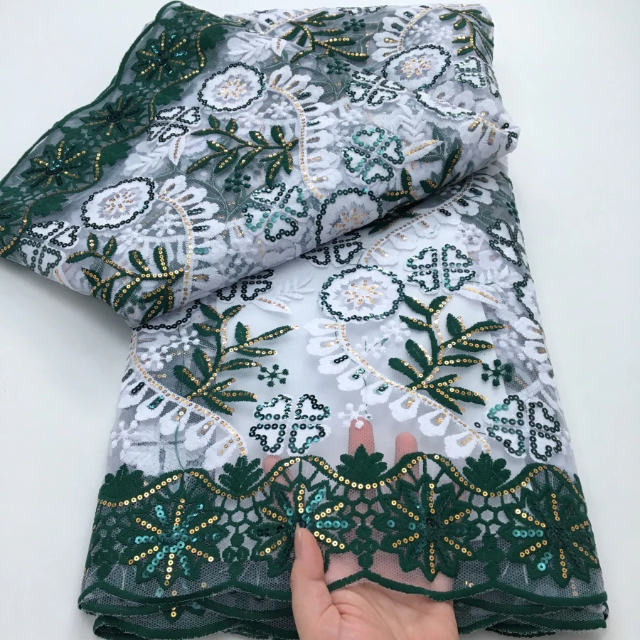 イエローミルクシルクメッシュレース生地スパンコールフレンチ花嫁ドレス刺繍アフリカレース生地 2025 高品質ネット素材 A4426