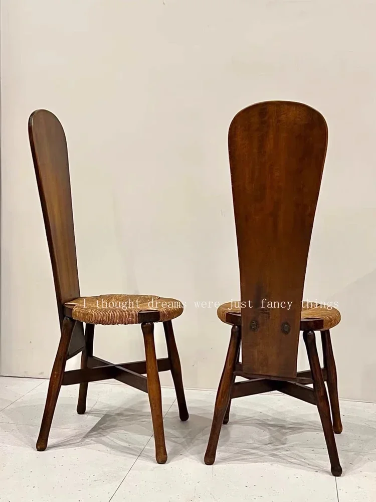 Solid wood special-shaped dining chair book chair medieval homestay model room art rattan decorative chair