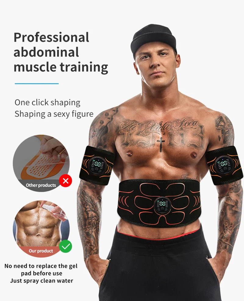 Bauchmuskel-Toning-Gürtel EMS Muskelstimulator Bauchtrainer Muskeltoner USB-Aufladung Körperformung Schlankheitsgerät für Arm und Rücken – Detail 3