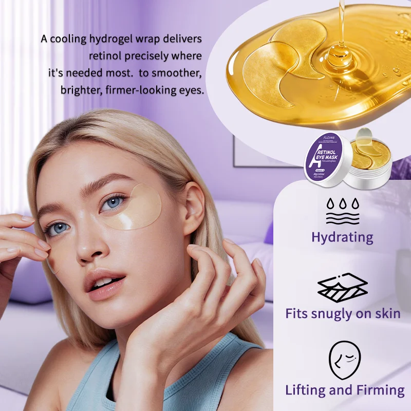 Retinol & Collagen Eye Mask, Vitamin A Under Eye Patches – Hydrating, Reduce Eye Bags & Dark Circles, Anti-Aging, Brightening.