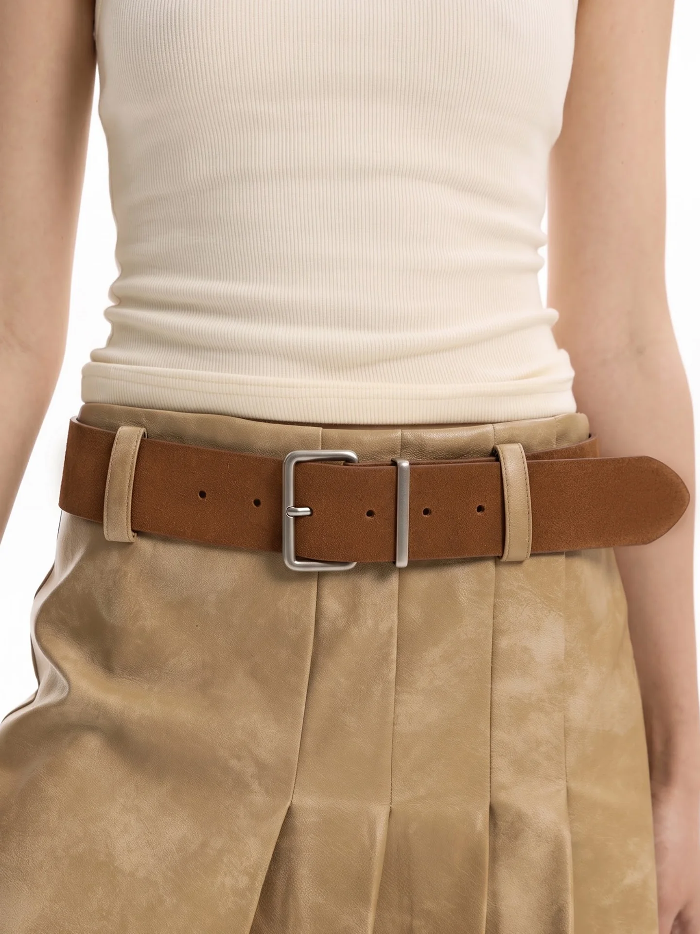ixzakka-apure-style-suede-leather-belt-wide-waistband-fashionable-vintage-luxury-trendy-belt-for-women-brown-color
