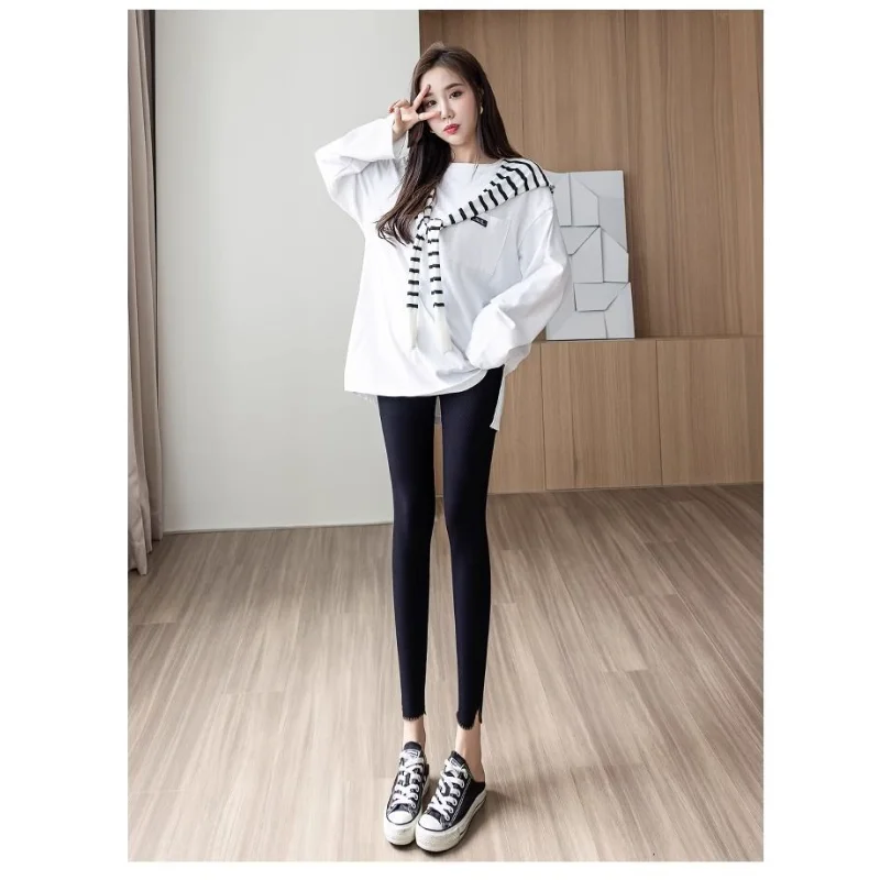 Leggings for Women with High Waist and Slimming Nine-point Elastic Belly Tight Large Size