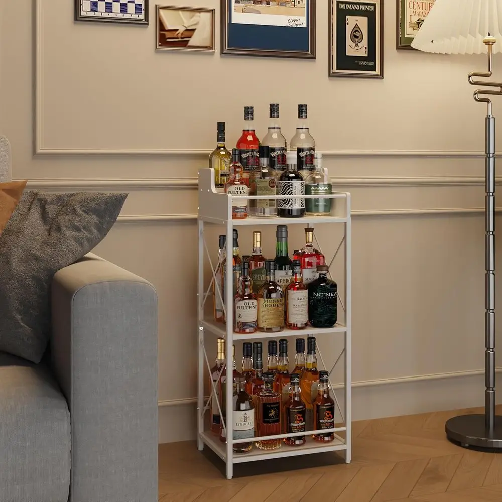 Полка для ликера для домашнего бара, 4-уровневая винтажная подставка для виски и спиртных напитков белого цвета
