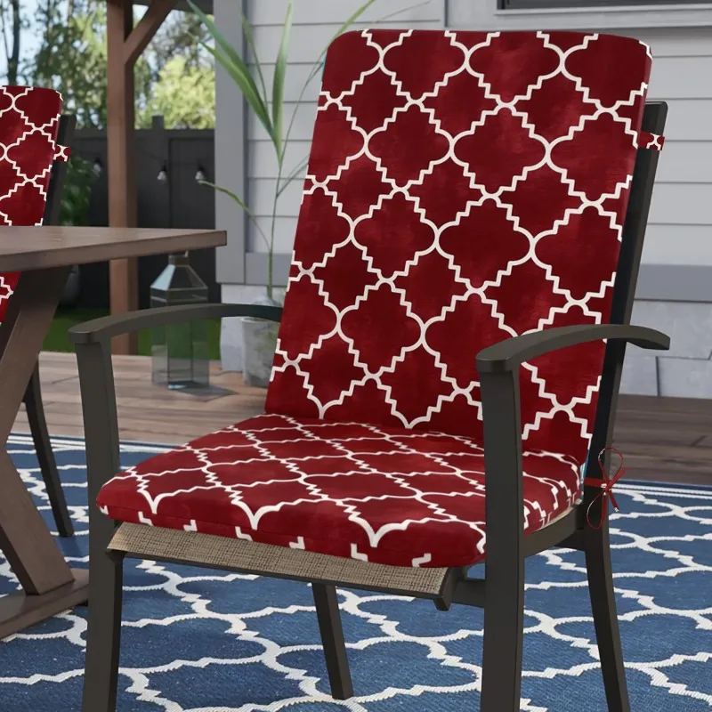 Outdoor Water-Resistant Printed High Back Rocking Seating Cushion Garden Office Dining Student's Chair Cushion Home Decor Mat