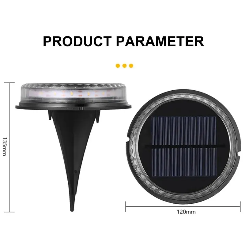 4PCS 1200mAh Round Solar Night Security Disk Powered Led Garden Lawn Light Walkway Outdoor Landscape Ground