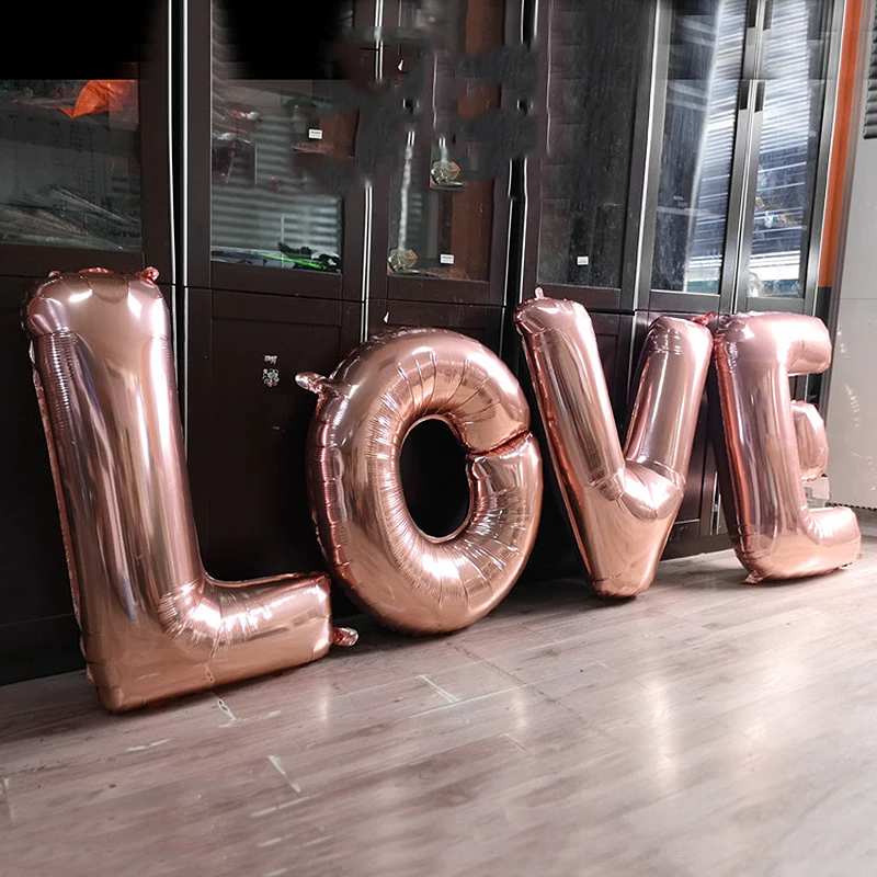 

40inch Rose Gold Letter Aluminum Foil Balloons Valentine's Day Anniversary Proposal Decoration Wedding Love Letter Balloon