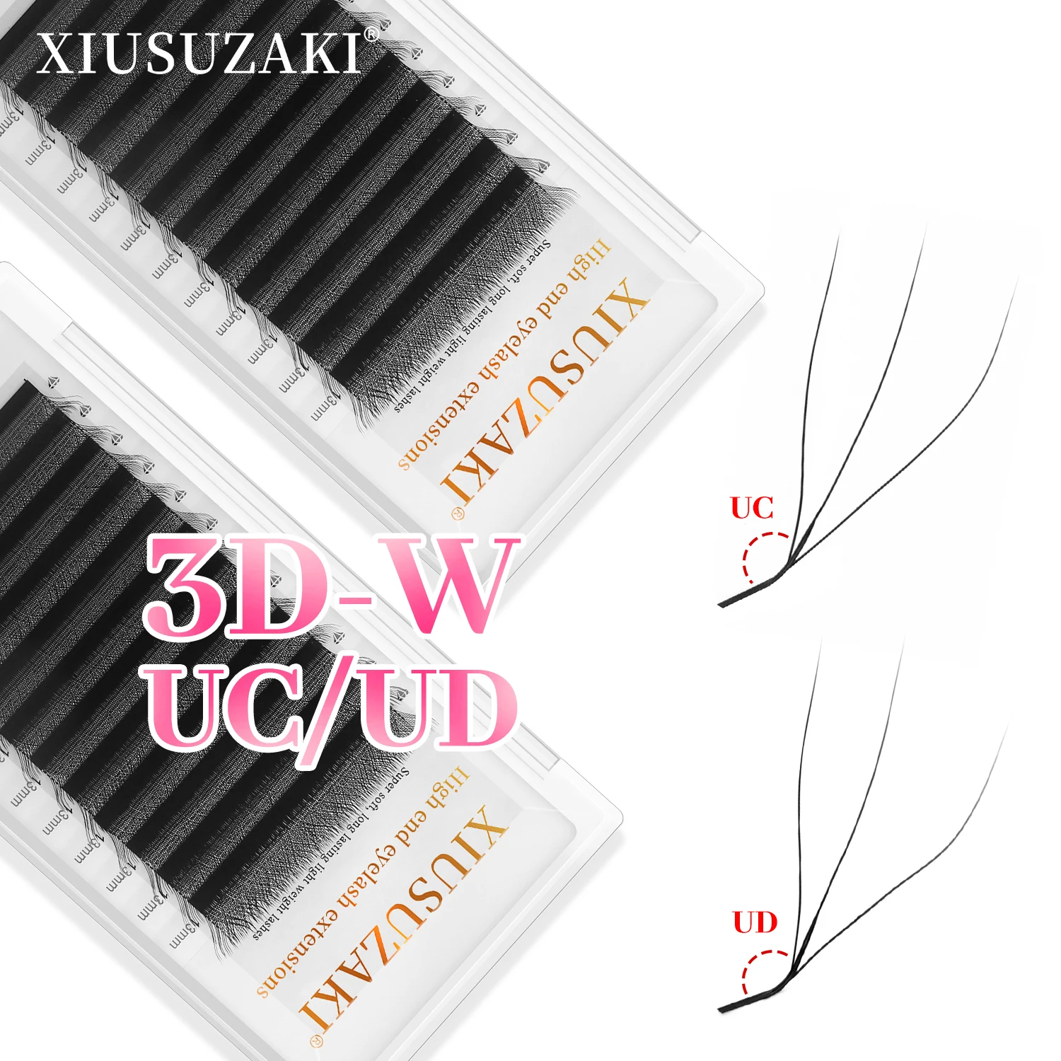 XIUSUZAKI UC/UD Curl 3D W Eyelash Extension Mink Premade Volume Fans Individual W Shaped Lashes Extension False Lashes Wholesale