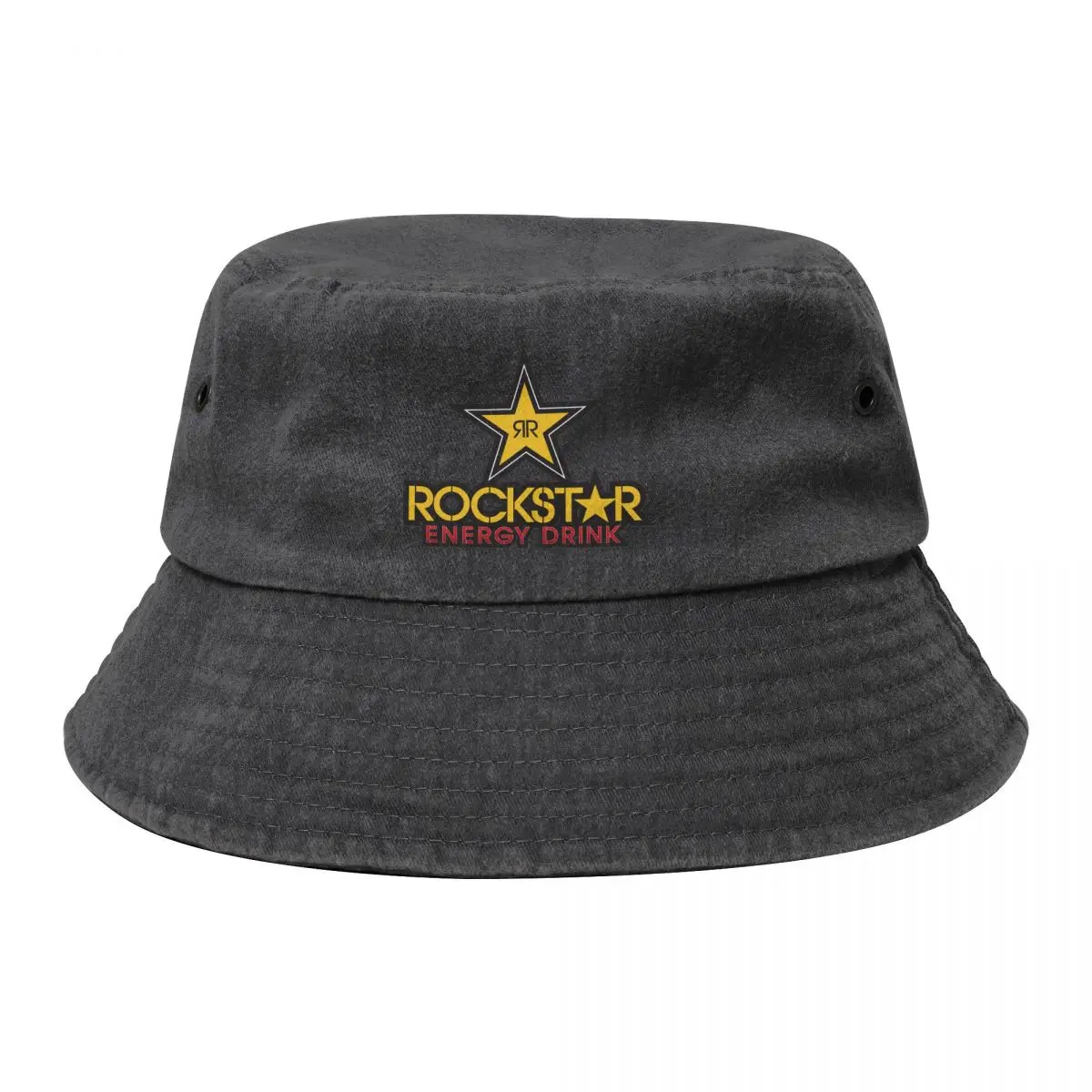 

Energy Drink Rock Star Merchandise Bucket Cap Cotton Cowboy Washed Denim Bucket Hats Fisherman Unisex Hop Bob Folding Hip Hats