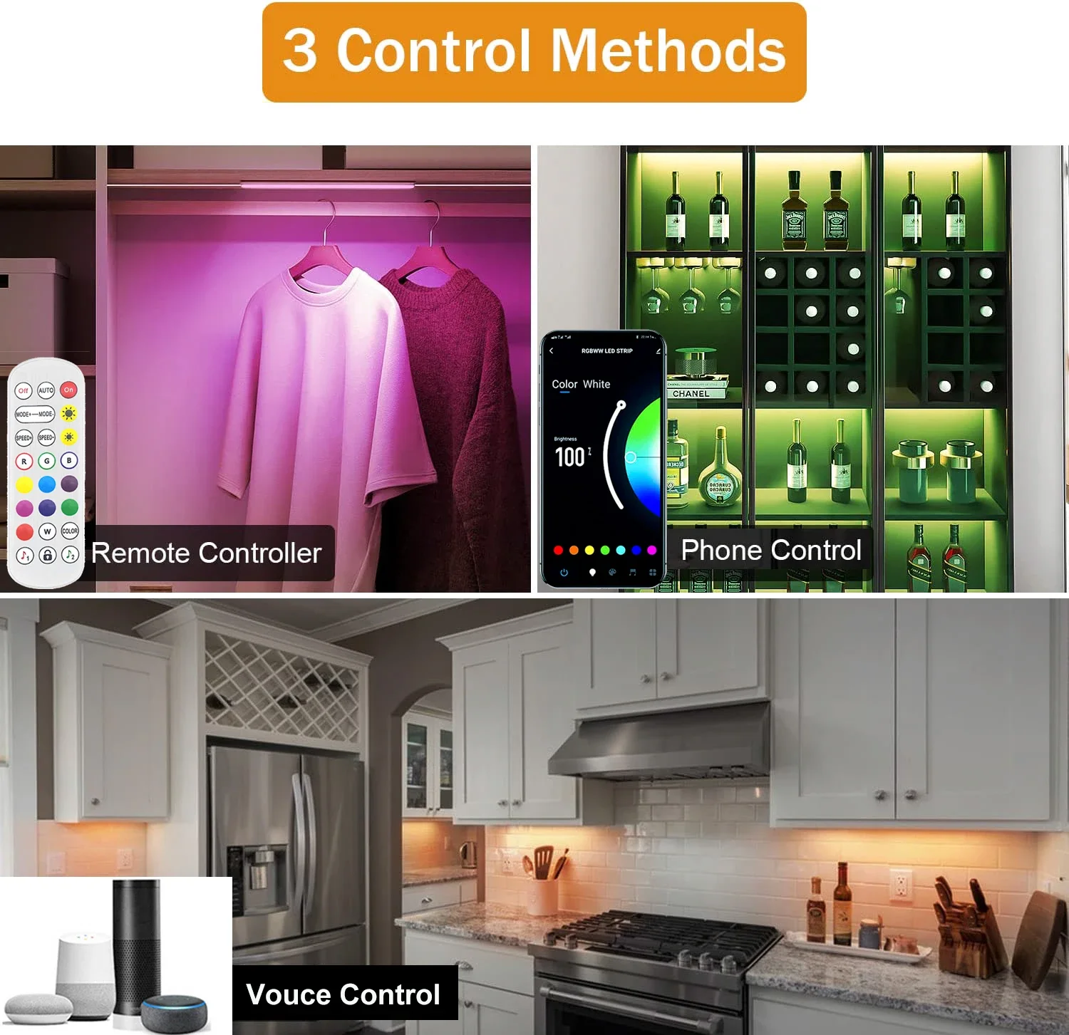 DC12V Tuya Zigbee 3,0 debajo del gabinete Kit de luz LED inteligente RGB/CCT luz nocturna regulable para decoración de cocina dormitorio aplicación/Control de voz