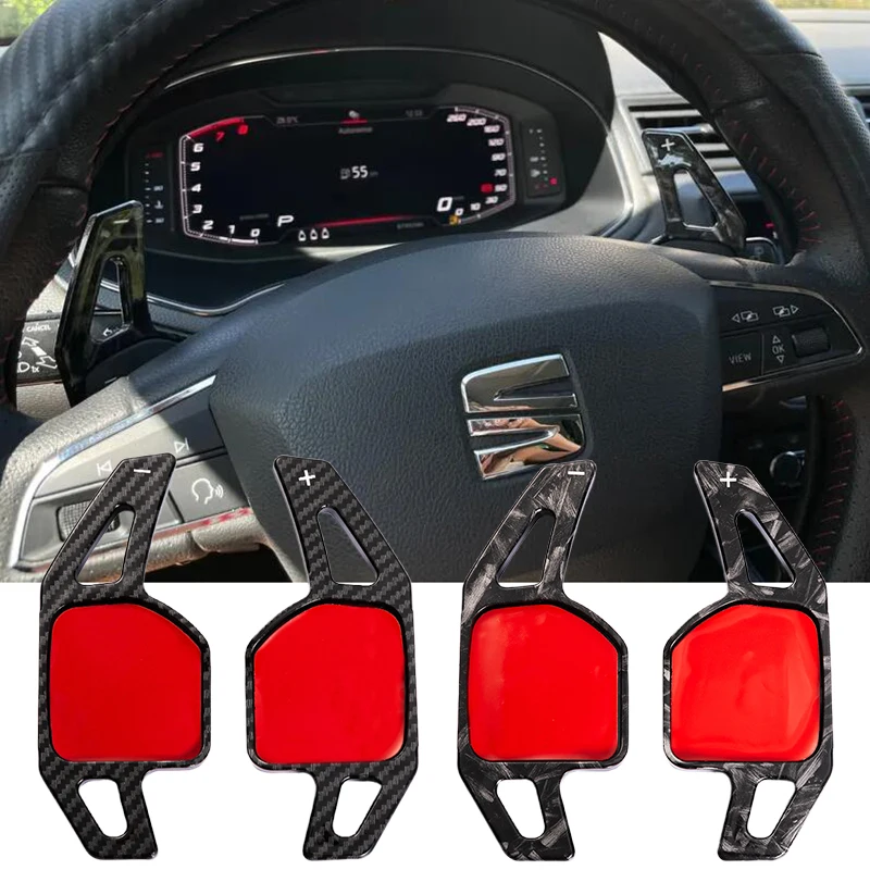 Volante con estampado de fibra de carbono ABS, cambio de paleta para Seat Leon Cupra 4F 5F MK3 MK4 Ibiza 6F Arona Ateca Leon ST Alhambra