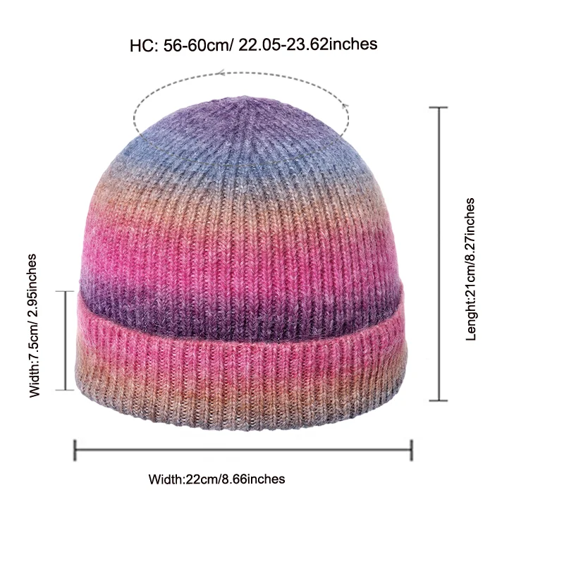 1 قطعة المرأة قبعة صغيرة محبوكة قبعة التدرج المألوف خفيفة الوزن قبعة دافئة ل هدية الكريسماس 2025 الخريف والشتاء #4