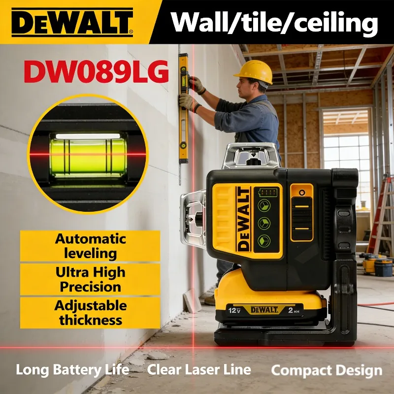 niveau-laser-dewalt-dw089lg-12-lignes-3-cotes-360°-pour-exterieur-avec-trepied-mesure-verticale-et-horizontale-lumiere-verte