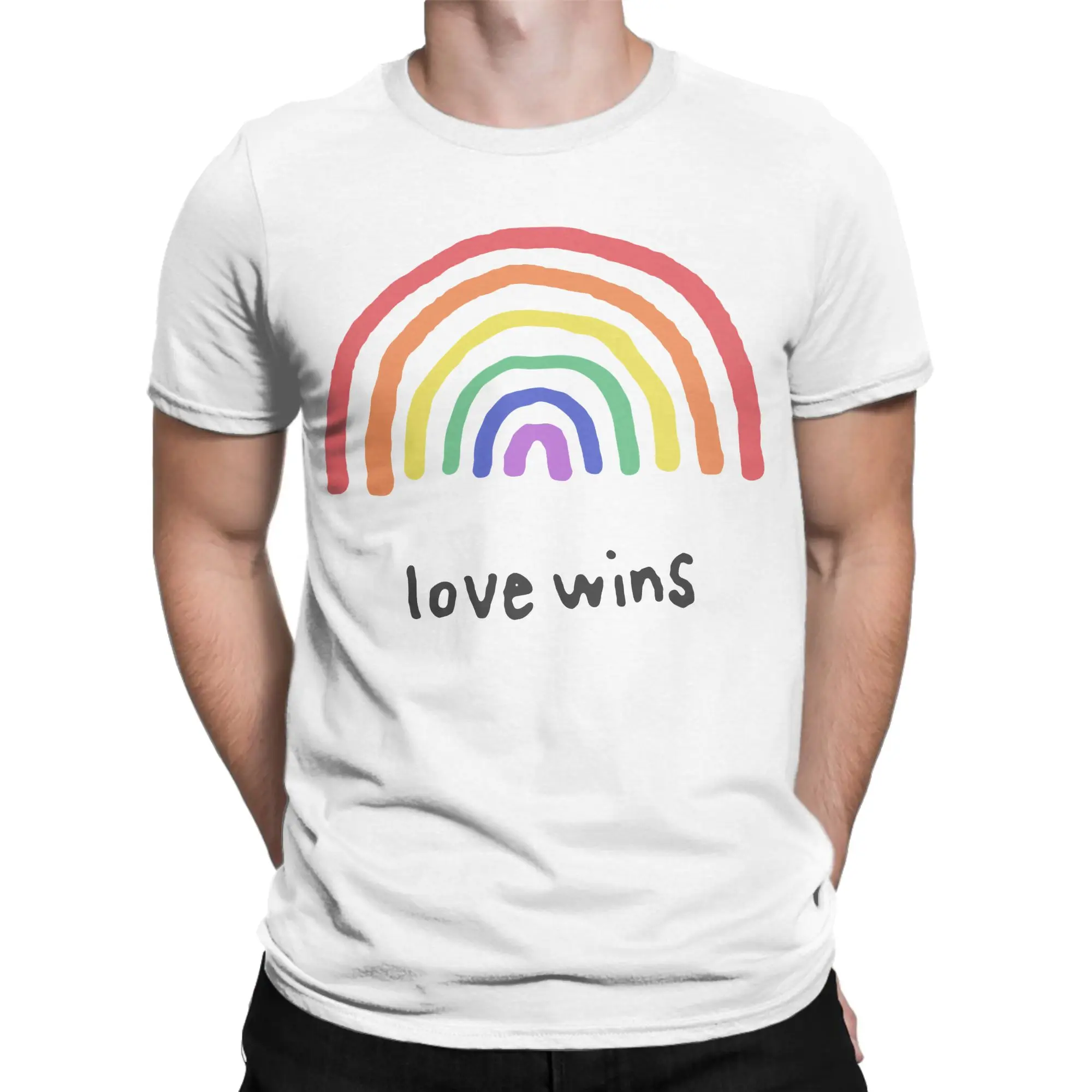 LGBTQA Pride Love Wins Tshirt Unisex 100%Cotton Top Tee Novelty LGBT Pride Gay Legalize Gay Rainbow Round Neck Short Sleeve