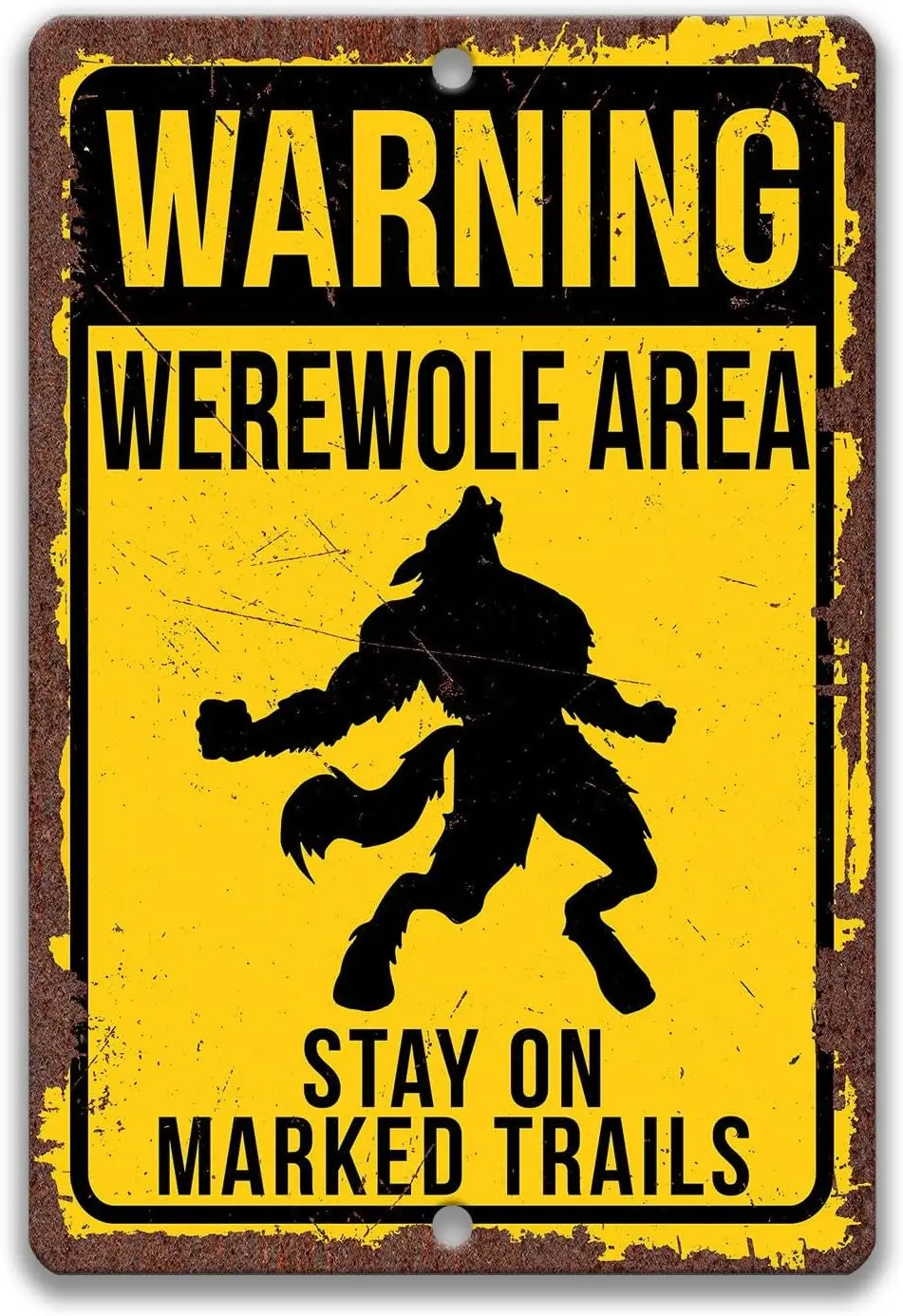 Werewolf Sign, Howling Metal Tin Sign Funny Poster Vintage Cafe Living Room Kitchen Bathroom Home Art Wall Decor Plaque