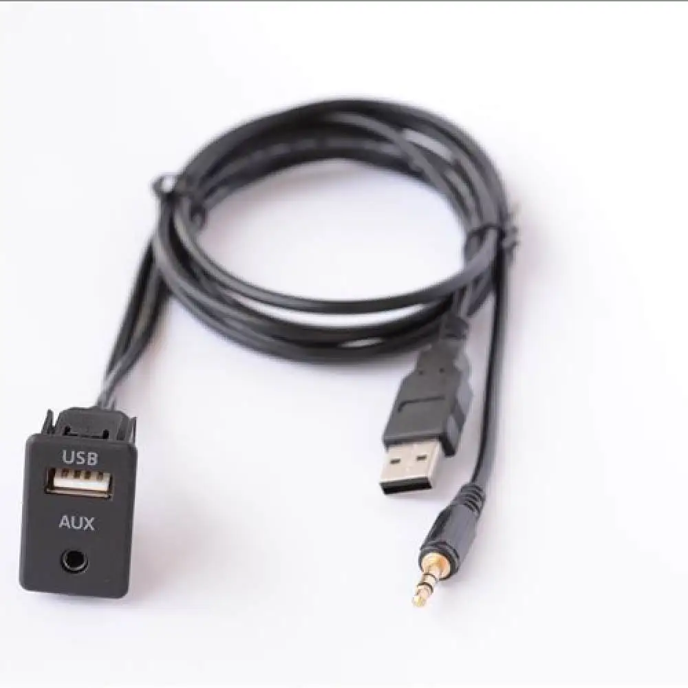Universal Car USB AUX Extension Socket Connector Panel Mount Adapter For Automobile Multimedia Audio System Upgrade Part
