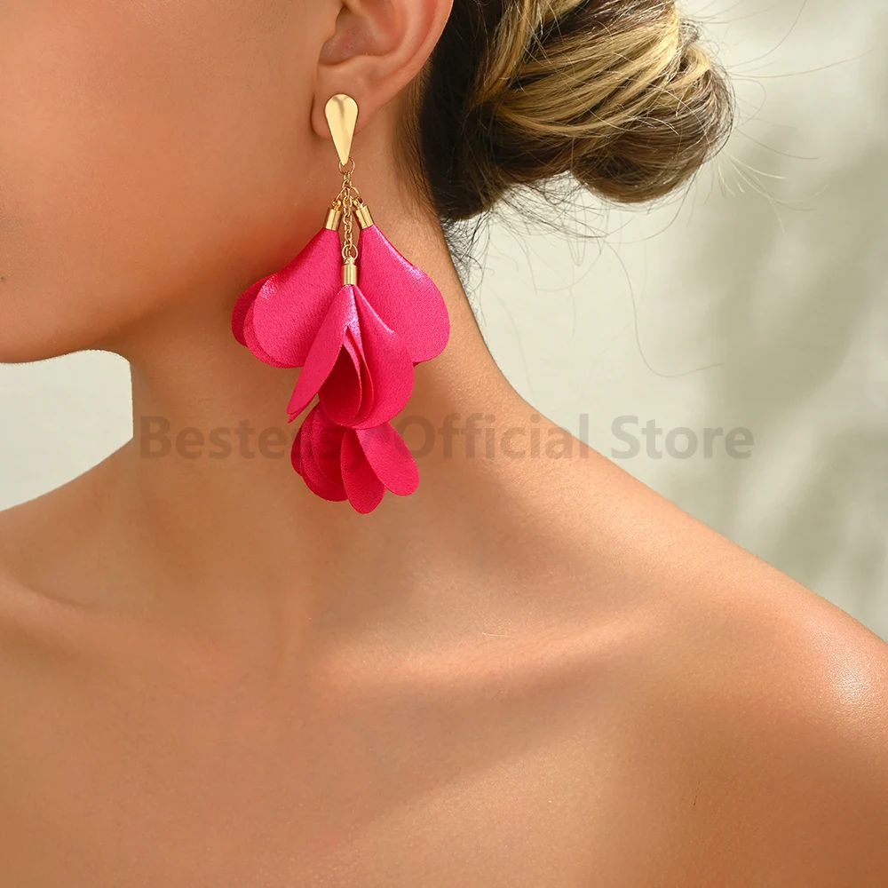 Charm Sexy Black Leopard Petal Pattern Pendant Earrings For Women Classic High Quality Luxury Banquet Party Jewelry Accessories